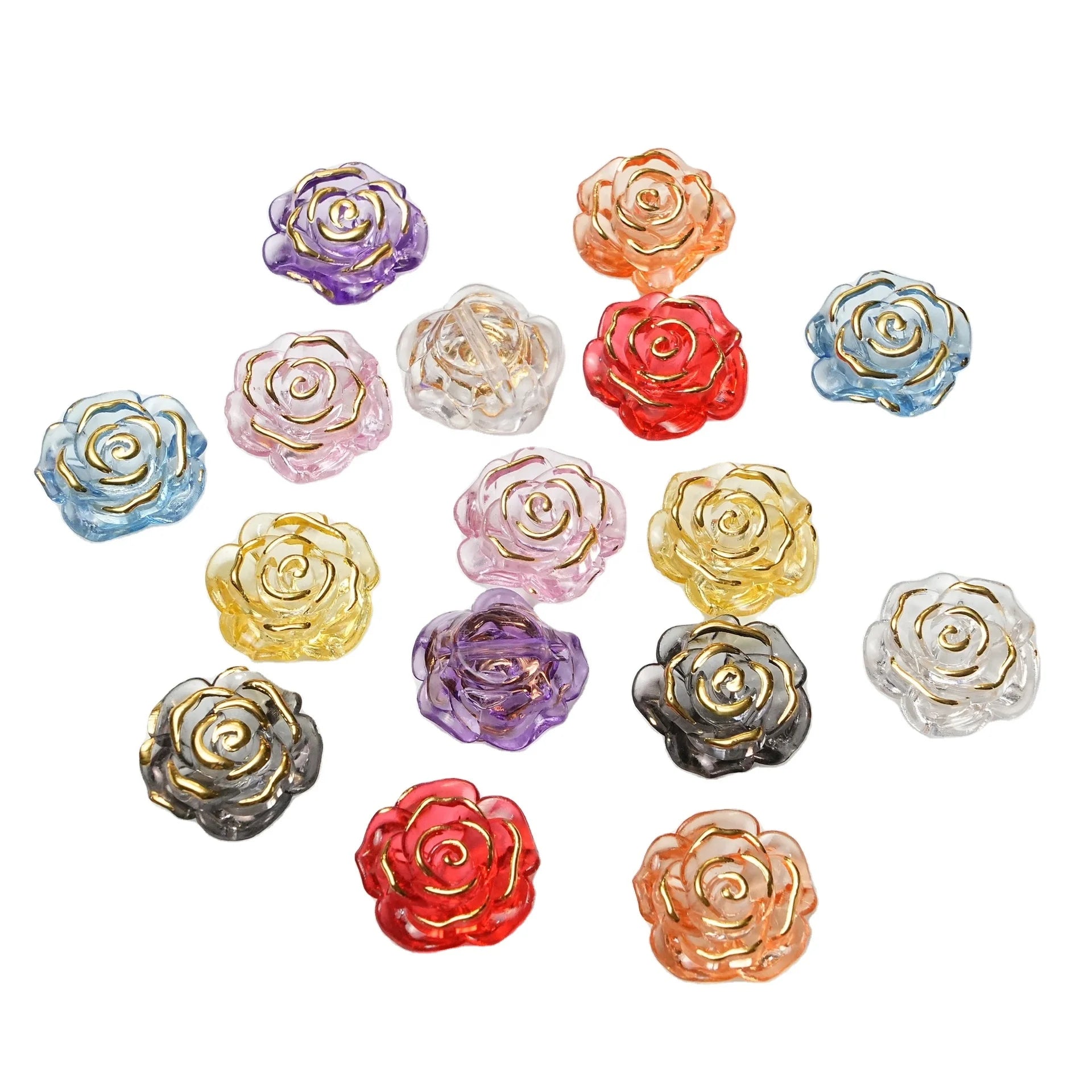 Metal Rose Resin 100pcs/bag Loose Beads Hair Women Necklace Accessories Jewelry Making