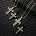 Hot Men Jewelry High Quality Stainless Steel Cross Necklace Gold Black Plated High Polish Twist Chain Necklace for Men