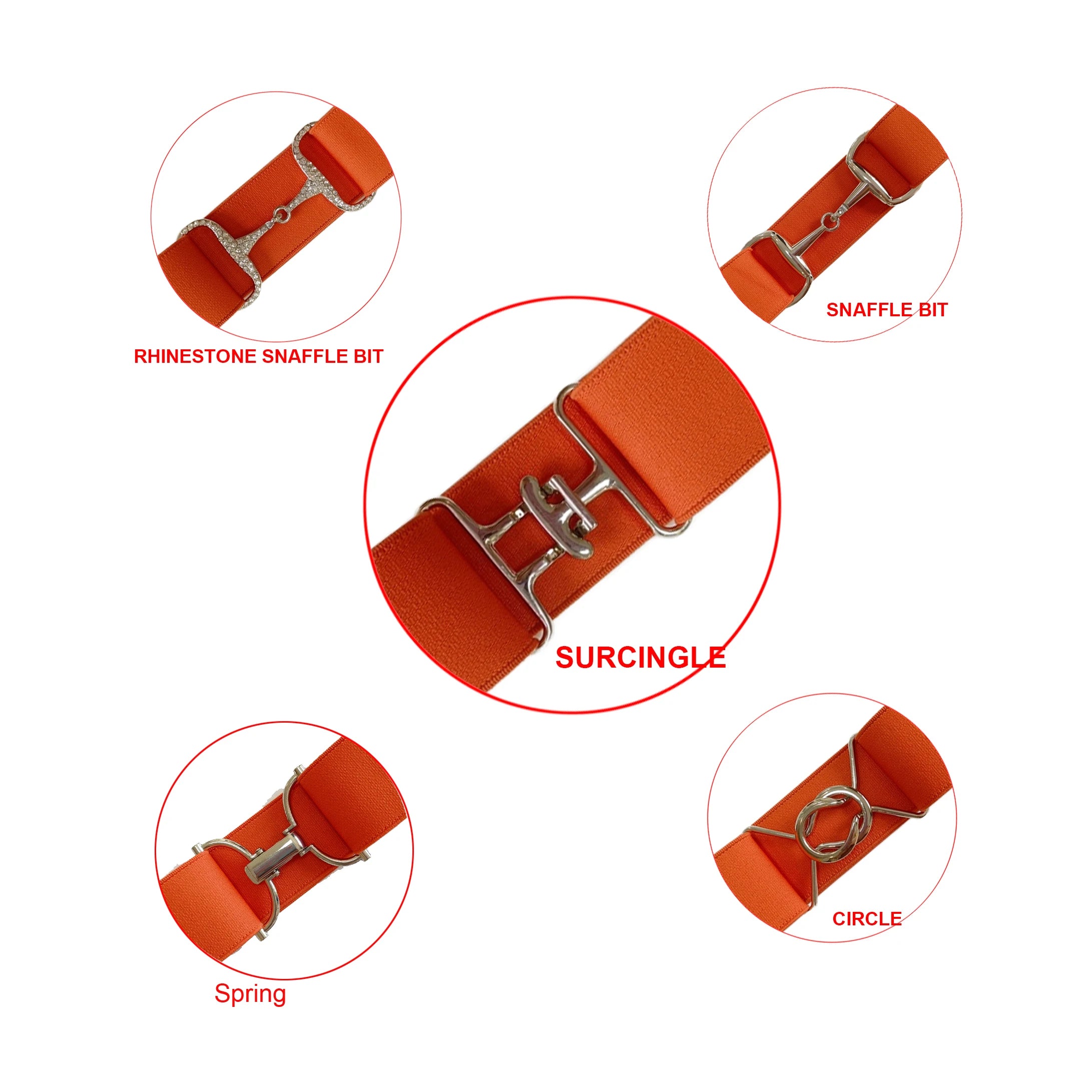 Solid Color Elastic Equestrian Belt with 1.5 Inch 4 cm Snaffle Bit Ready to Ship No MOQ Elastic Material with Surcingle Buckle