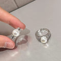 High Quality Brass AAAA Grade Platinum Plated Trendy Full Set Queen Ring 9-10mm Natural Pearl for Women's Party Gifts