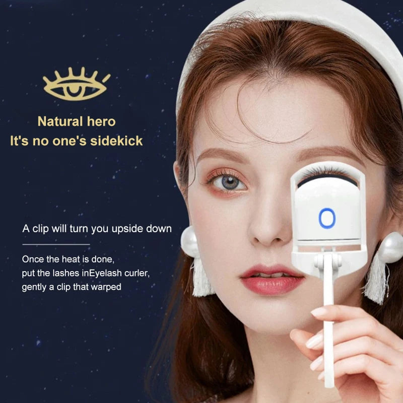 Free-Sample Usb Rechargeable Temperature Control Long-Lasting Mini Eyelash Curler Heated Safe White Design Eye Lash Curler