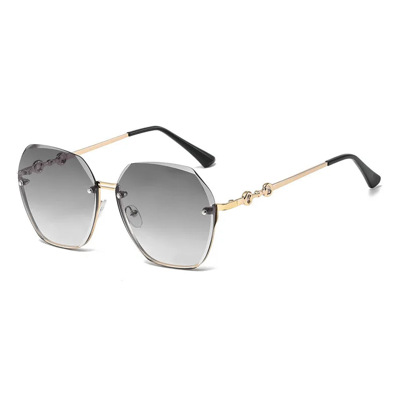 GWTNN OEM Lunettes De Soleil De Luxe Sans Bords Em Metal Diamond Cut Rimless Sunglasses