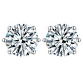 Solid 925 Silver 4mm Round Moissanite Stud Earrings 6 Prong with Gra Certificate