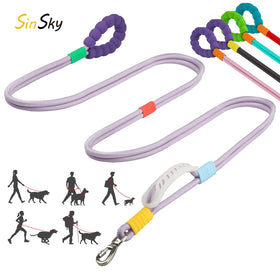 SinSky Custom Personalized Dog Leash Colorful Macaron Nylon Pet Leashes Comfortable Soft Buffer Shock Outside Walking Dog Leash