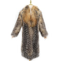 Fashion Women's Real Fox Fur Coat Winter Waterproof Breathable Long Thick Woven Polyester Lining