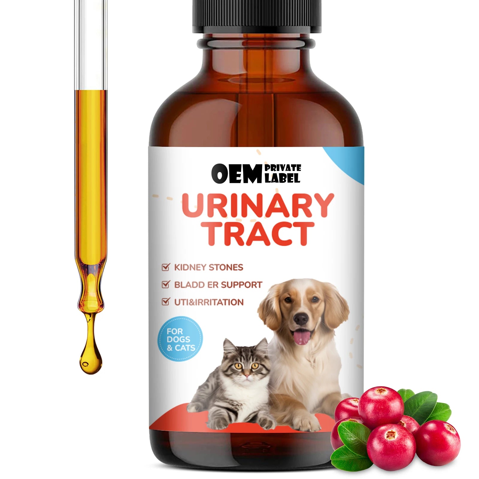 Tract Drops Supplement for Dogs OEM/ODM Pet Urinary Tract Infection Treatment Bladder Support Cranberry Liquid Urinary