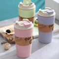 Colorful Water Bottle with Cover Double Wall Drink Cup Eco Feriendly Wfheat Swtraw Coffee 420ml Reusable Eco-friendly Dishwasher