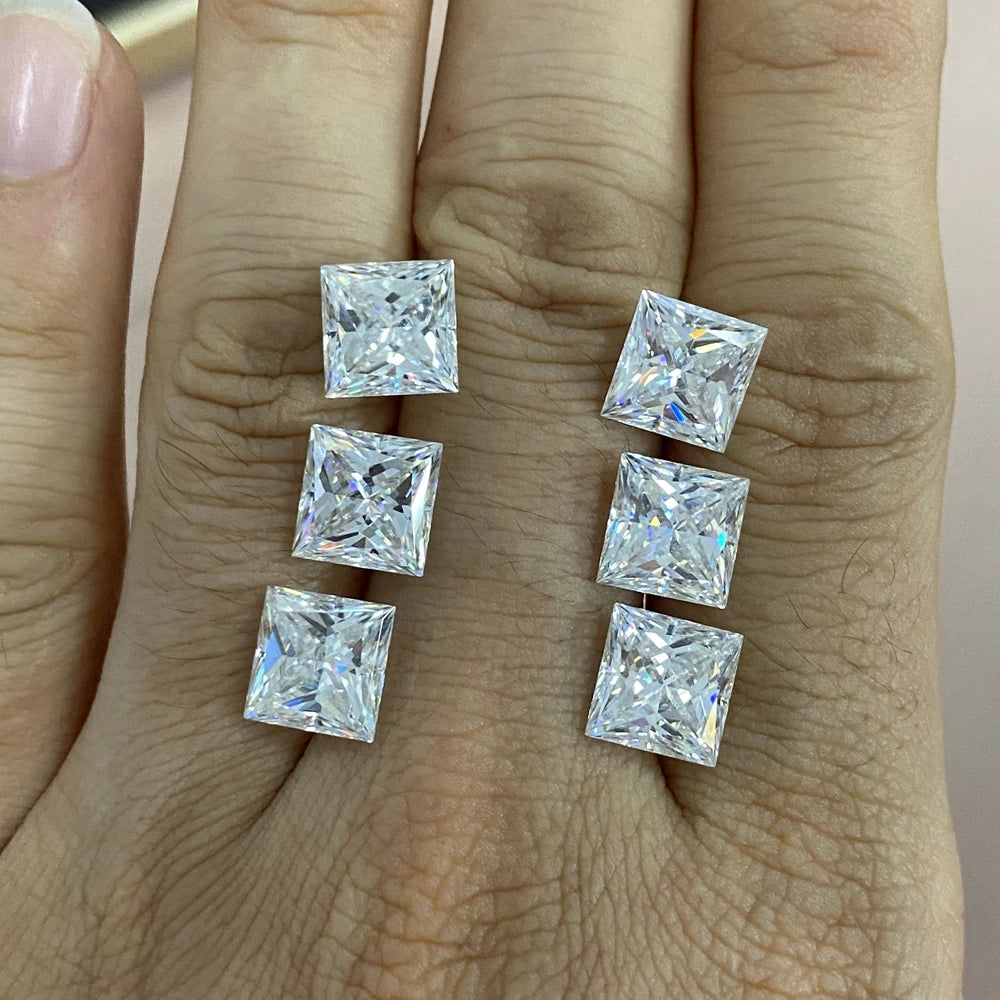 VVS1 D Square Moissanite Gemstones Princess Cut Moissanite Diamond White Moissanite Loose Stones