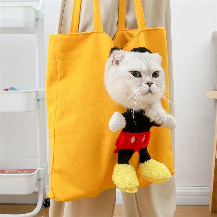 Fashion New Universal Canvas Walking Shoulder Bag Mickey Pet Backpack Carrier for Small Cats Dogs