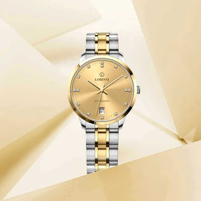 For LOBINNI 2013L Women's Luxury Gold Watch New Fashion Stainless Steel Band Water Resistant Miyota Movement 2023