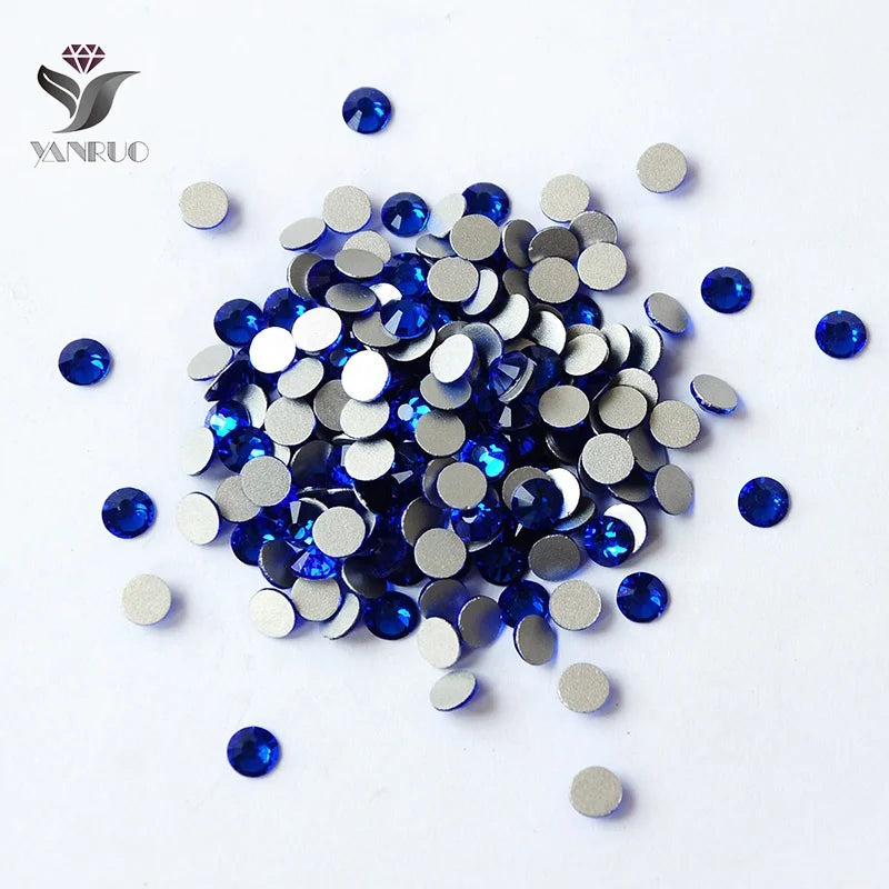 Sapphire  Crystal Glass  Crystal Rhinestone Non Hotfix Rhinestone Glue on Nail Rhinestones