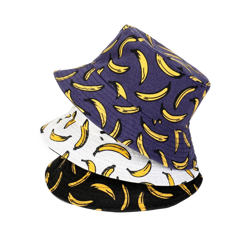 Cool Full Digital Silk Screen Printed Banana Custom Design Bucket Hat for Fishing Ski Party Casual Travel Cycling Daily Use