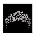 New European Style Zirconia Full Paved Leaf Crown Handmade Silver Leaf Women Headband Fashion Prom Bridal Tiaras MegaBDM