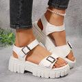 Women's Best Selling Open Toe Glossy Fashion Solid Color Sandals Thick Bottom Comfortable Ladies's Casual Shoes Slip Resistant