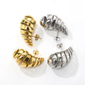 Waterproof Jewellery Spiral Hollow Out Chunky Drop Earring 18K Gold Plated Hollow Waterdrop Water Tread Drop Earrings
