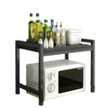 Double Tier Metal Black Folding Multifunction Square Shape Desktop Storage Book Holder Stand Microwave Oven Kitchen Rack