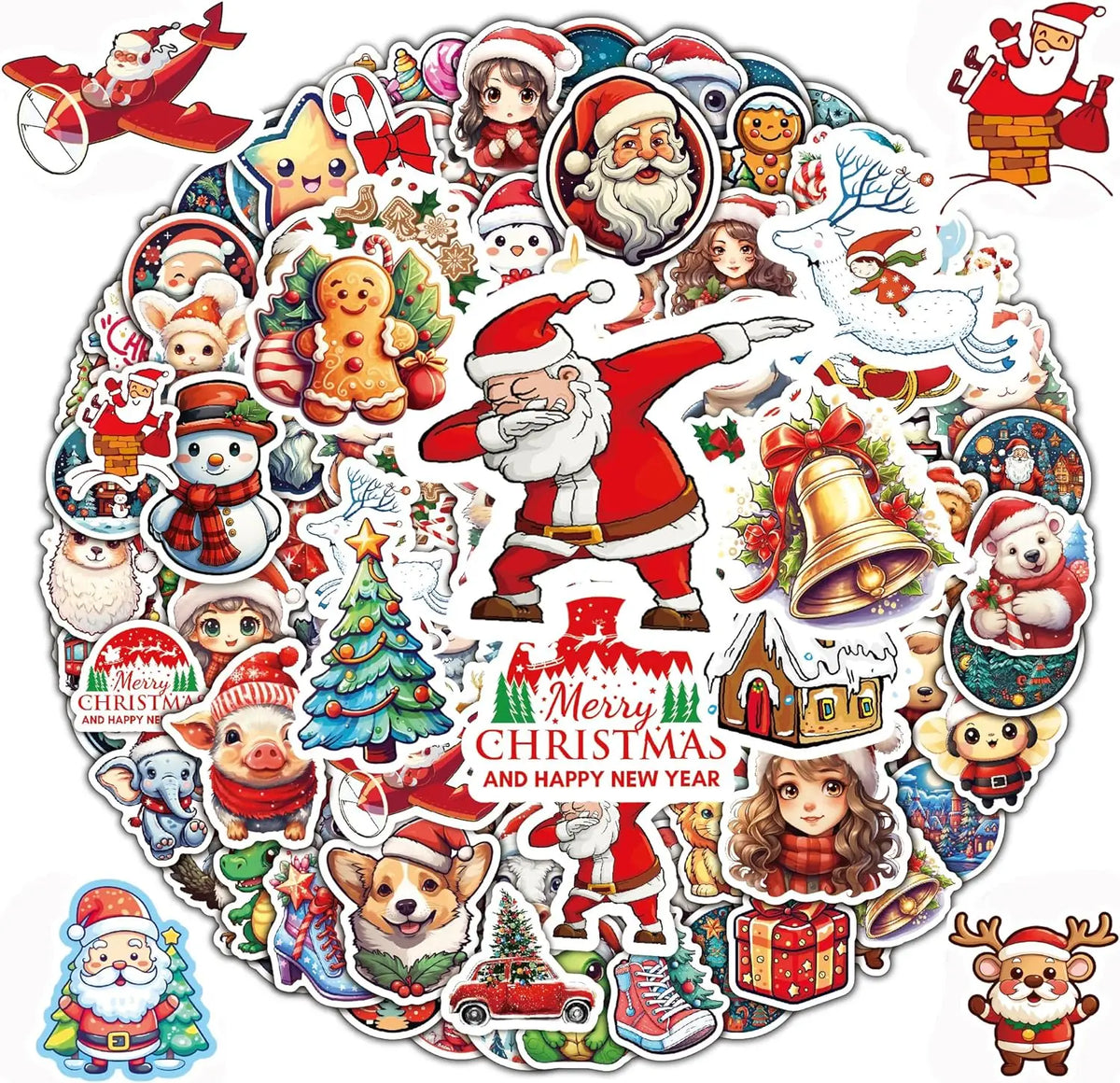 Merry Christmas Vinyl Stickers for Kids Funny Christmas Holiday Stickers for Water Bottles 2023 Christmas Stickers for Gifts
