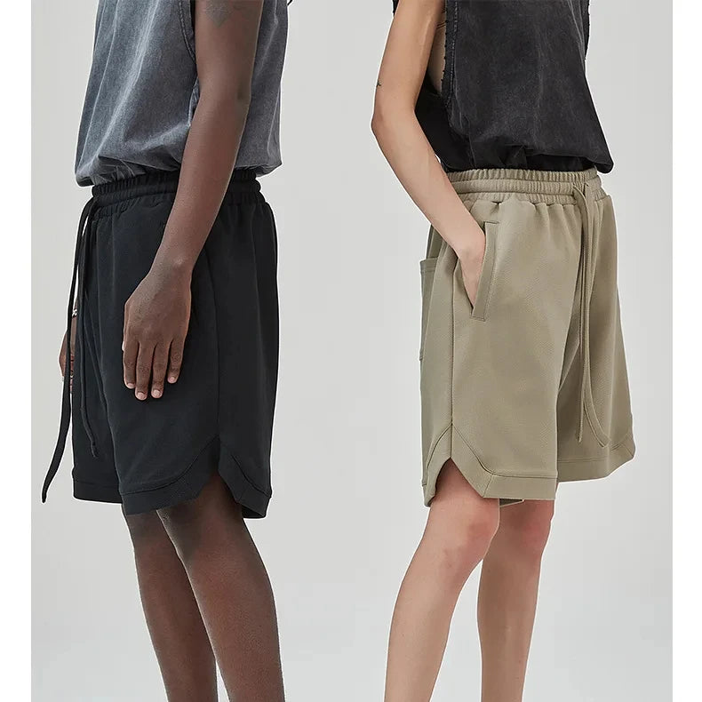Fashion Brand Loose Pocket Twill Drawstring Elastic Split Casual Shorts Loose Blank Shorts Customization