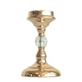 New Design Crystal-Inlaid Gold Metal Candlestick Holder Elegant Home Dinner Accessory