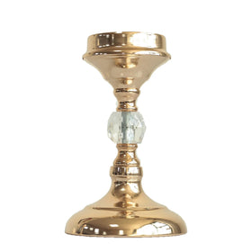 New Design Crystal-Inlaid Gold Metal Candlestick Holder Elegant Home Dinner Accessory