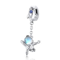 925 Sterling Silver Spaceship & Astronaut Bead Charm with Zircon Fit Original DIY Bracelet & Necklace Pendant Jewelry SCC1695