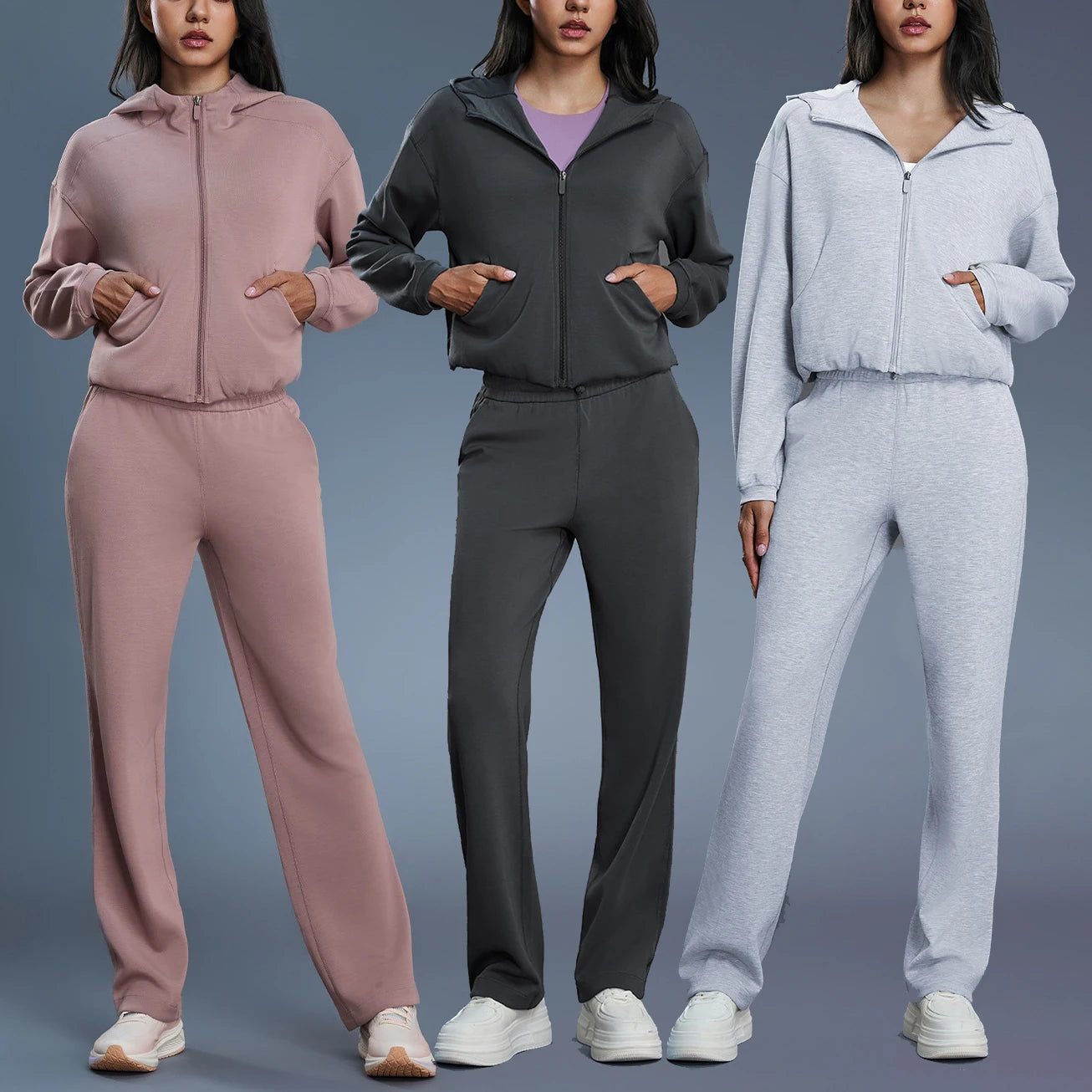 YIYI Winter With Pockets Women Tracksuit High Waist Leisure Workout Sets for Women With Big Pockets Comfortable Jogger Sets