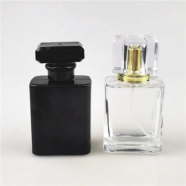 Wholesale Low Moq square 50 ml Empty Perfume Refill Spray Glass Oil Bottles Female