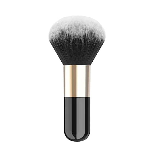 Custom Logo Kabuki Fan Brush Synthetic Hair Plastic Handle Large Powder Face Use Concealer Liquid Cream Foundation