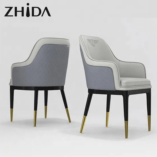 Zhida Home Furniture Contemporary Luxury Design PU Leather Dining Room Chair Wooden Leg for Home Office and Hotel Use