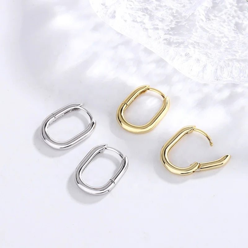 Custom Vintage Fine Jewelry 925 Silver Rectangle U Shape Hoop Stud Earrings Wholesale Sterling Silver for Women