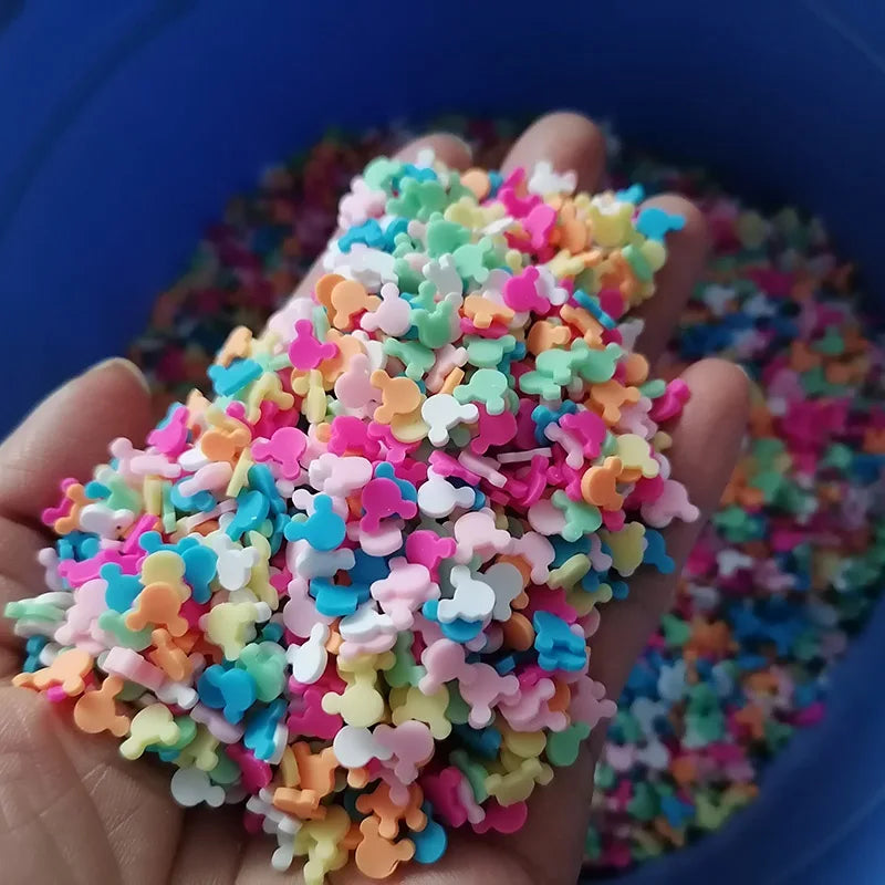 1kg DIY Craft Slime Sprinkles Animal Red White Black Mouse Head MIx Polymer Clay Sprinkles Slices