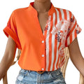 Fashion Design Patchwork Contrast Color Blouse Women Wholesale 2025 Spring Ladies Floral  Button Blouses