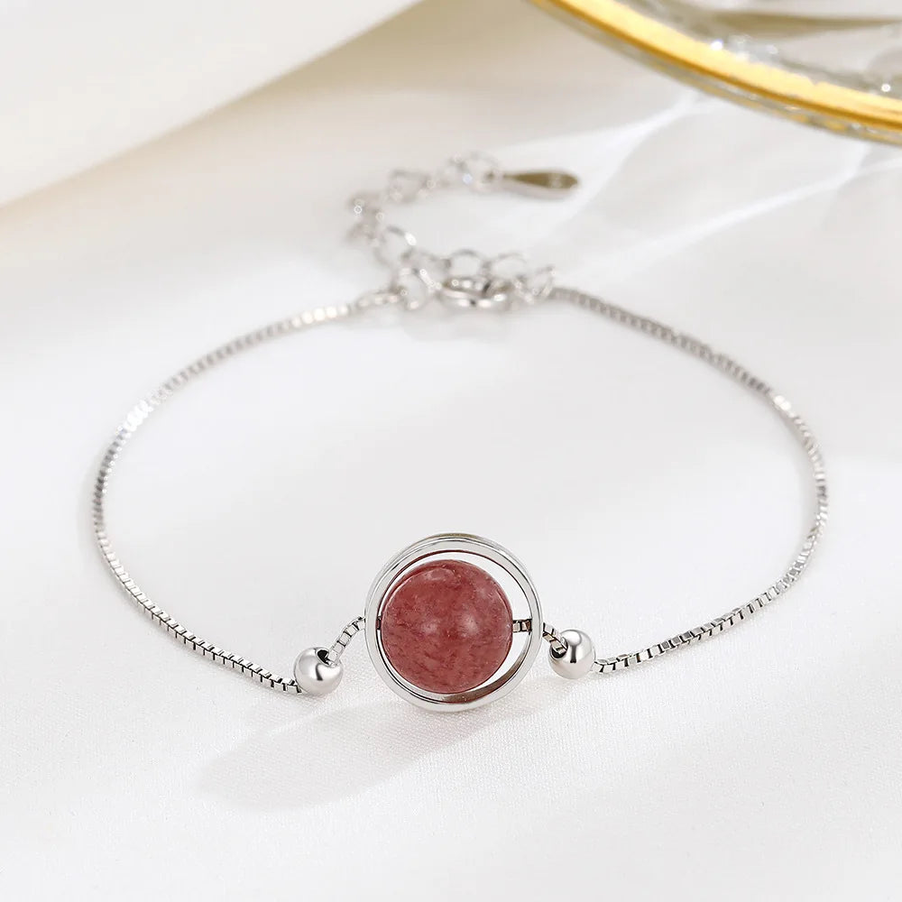 Simple 925 Sterling Silver Geometric Round Diamond Bracelet Personalized Women Gemstone Box Chain Bracelet