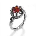 Vintage Thai 925 Silver Plated Crown Ring for Men Women Rose on Claw Punk Gothic Brass Finger Ring Chinese Luck Ring