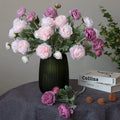 AF11104 Wholesale Faux Purple Blue Peony Flower Bouquet 7 Heads Artificial Silk Peony Flower for Wedding Decoration
