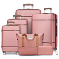 Unisex 6-Piece ABS Custom Logo Iron Trolley 8-Wheel Spinner Luggage Set Carry-On Suitcases Zip Closure Personalized Travel Bag