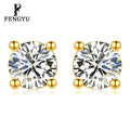 18K Gold Four Claw Zircon Stud Earrings for Womens Dainty Tiny Elegant Earring Custom 925 Sterling Silver Fine Designer Jewelry