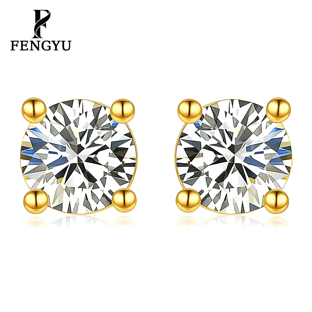 18K Gold Four Claw Zircon Stud Earrings for Womens Dainty Tiny Elegant Earring Custom 925 Sterling Silver Fine Designer Jewelry