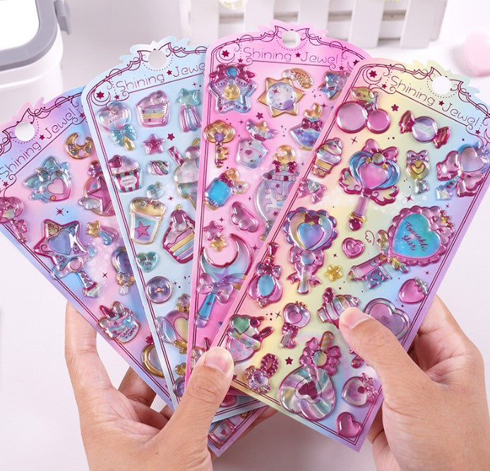 Shiny 3D Magic Wand Hot Gold Dream Crystal Sticker Children's Lovely Sparkling Cell Phone case Decoration Sticker