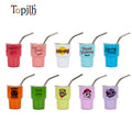 Topjlh Mini 3oz Stainless Steel Double Wall Vacuum Insulated Shot Glass Tumbler with Straw Sublimation Mug for Bar Party