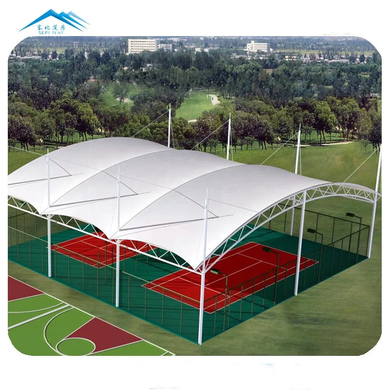 Waterproof Membrane Structure Tent Wind Resistant Fabric Tensile Sport Court Tent for Tennis Basketball Football Cover Roof