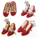Fashion Crystal Red High-Heeled Shoes Wizard of Oz Brooch Pins for Women & Children's Party Gift Gold Plated Alloy