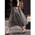 Elegant Woman Dress Plaid Skirt Thin Cotton Linen Women 2026 Summer Checkered A-line Petite Slimming Skirt