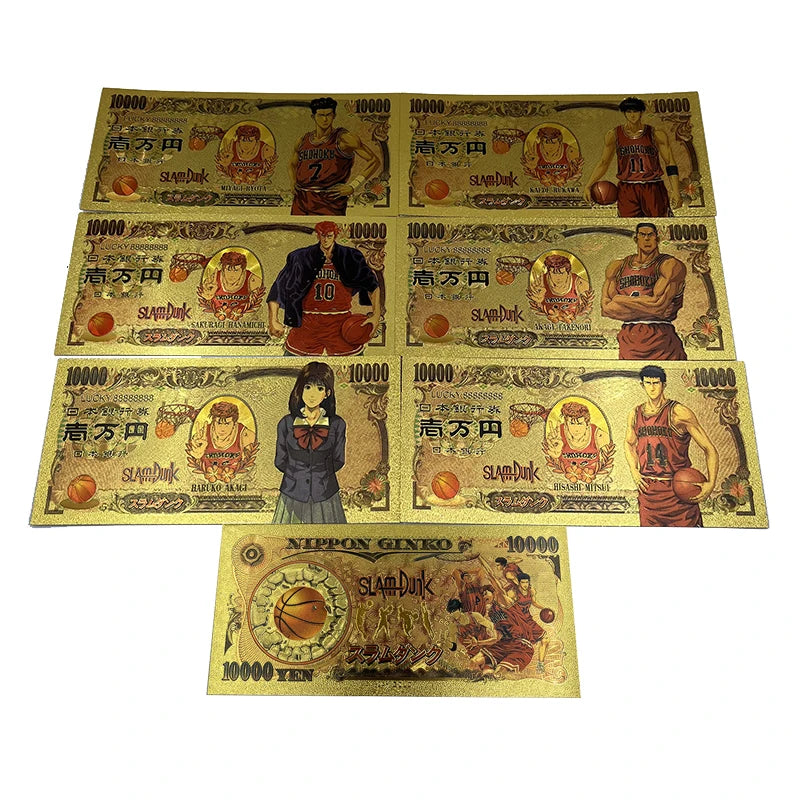 Kl Custom Japan Anime Slum Dunk Figure Card Golden Ticket Certificate 10000 Yen Gold Foil Banknote