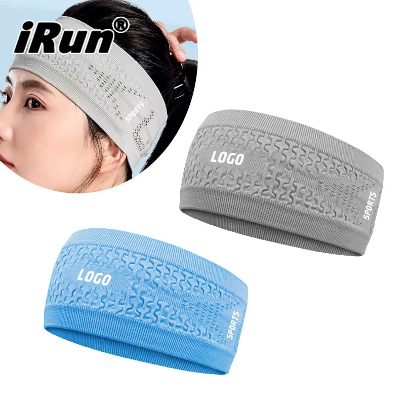 IRun Custom logo Workout Headbands Elastic Sport Sweatband Moisture Wicking Running Headband Athletic Yoga Hairbands