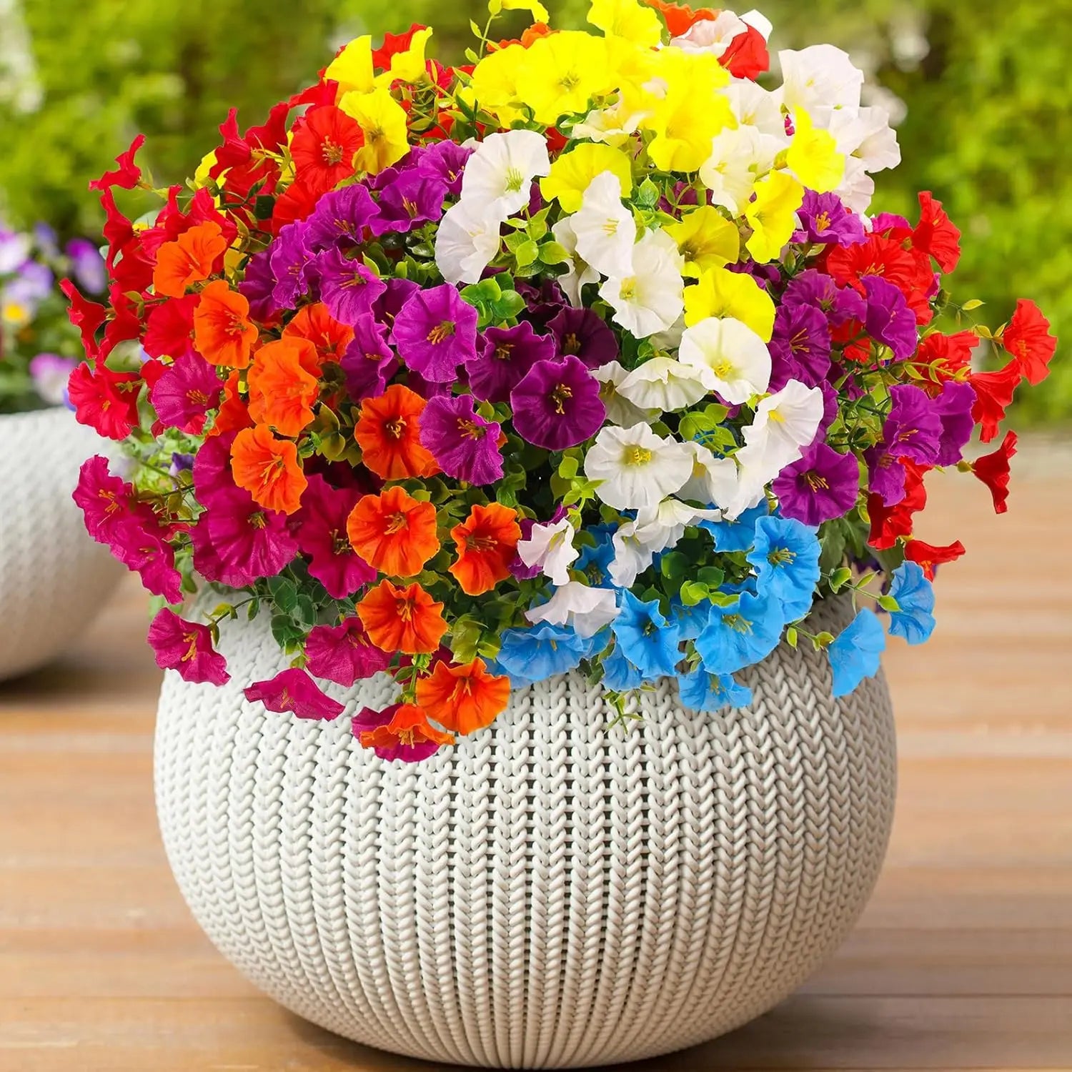 Artificial Flower Morning Glory Spring Summer Plant Silk Flowers for Garden Planter Front Door Porch Patio Yard Window Box Decor