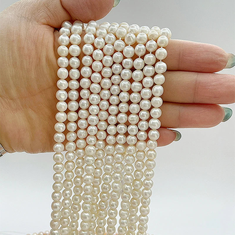 Natural White Freshwater Pearls Strands Round Shape Pearl Strand for Jewelry Making MegaBDM