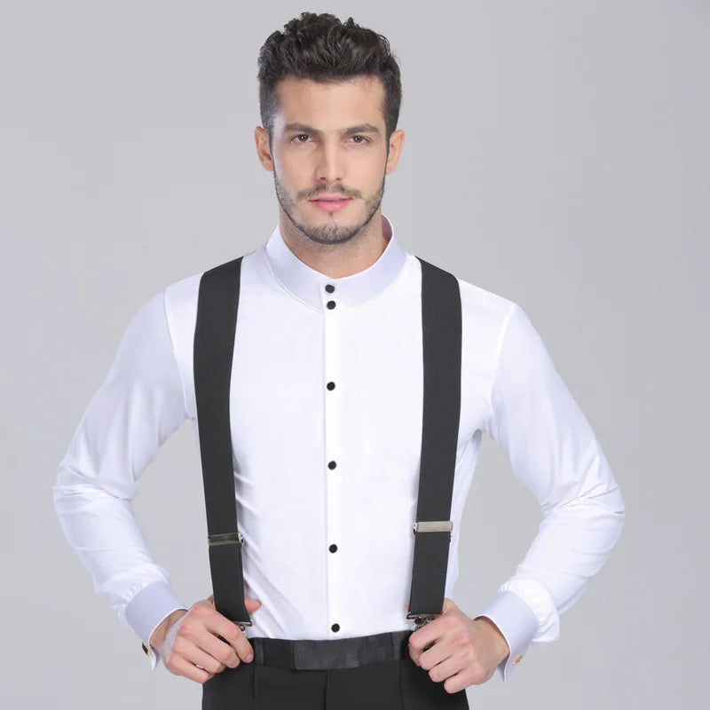 Wholesale Solid Black Heavy Duty Strong Clip Adjustable Elastic Wide X-Back 2 Inch Men Suspender for Work