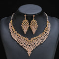 New Dinner Party Temperament Accessories Red Curry Necklace Earrings Vintage Exaggerated Crystal Jewelry Set Gifts for Women