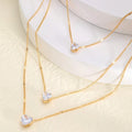 3 Layer White Zircon Water Drop Tassel Necklace 18K Gold Plated Heart Diamond Pendant Link Chain Choker